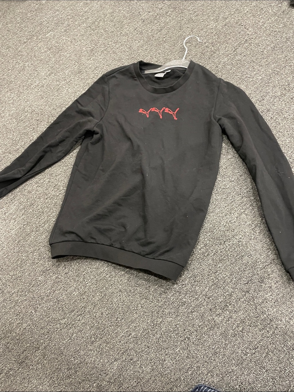 Puma Black Crewneck Sweatshirt with Red Logo